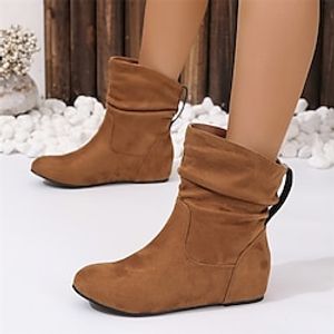 Women's Boots Suede Shoes Plus Size Party Outdoor Work Booties Ankle Boots Winter Flat Heel Vintage Fashion Casual Suede Loafer Solid Color Brown miniinthebox