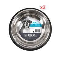 M-pets Crock Stainless Steel Bowl Maxi (Pack of 2)