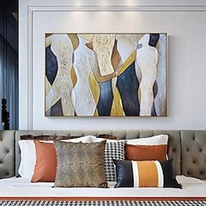 Handmade Oil Painting Canvas Wall Art Decoration Body Art Abstract Retro for Home Decor Rolled Frameless Unstretched Painting miniinthebox