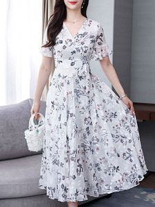 V-Neck Printed Maxi Dress