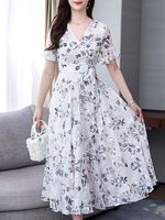 V-Neck Printed Maxi Dress - thumbnail