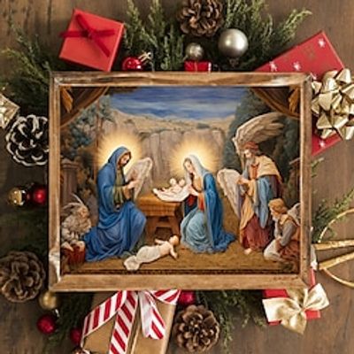 Christmas Wall Art Canvas Birth Of Jesus Prints and Posters Abstract Portrait Pictures Decorative Fabric Painting For Living Room Pictures No Frame Lightinthebox