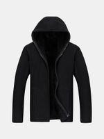 Mens Solid Thicken Loose Large Size Zip Up Hoodie