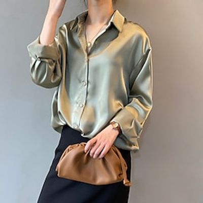 Shirt Blouse Women's Black White Green Solid / Plain Color Button Office Daily Fashion Shirt Collar Regular Fit S miniinthebox Shirt Blouse Women's Black White Green Solid / Plain Color Button Office Daily Fashion Shirt Collar Regular Fit S miniinthebox