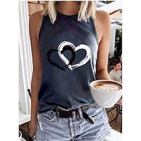 2021 ladies vest loose temperament commuter print round neck hong kong style bottoming shirt Lightinthebox - thumbnail