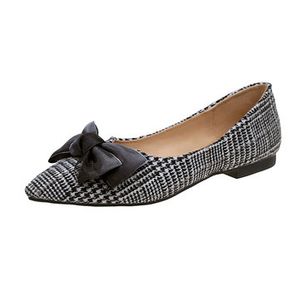 Bowknot Plaid Flat Shoes