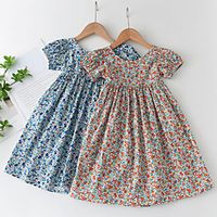 [90-130cm]sweet floral short-sleeved halter dress for girls Lightinthebox - thumbnail