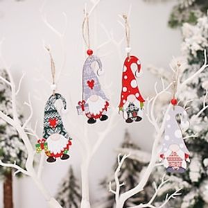 Christmas Decorations Cartoon Faceless Doll Set Wooden Pendant Christmas Tree Pendant. Lightinthebox