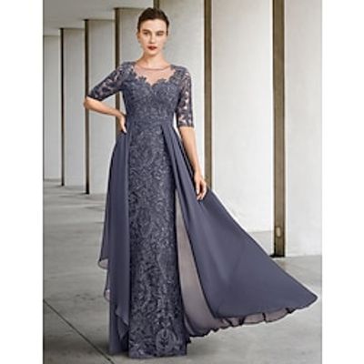 A-Line Mother of the Bride Dress Formal Wedding Guest Elegant Scoop Neck Floor Length Chiffon Lace Half Sleeve with Bow(s) Sequin 2023 Lightinthebox A-Line Mother of the Bride Dress Formal Wedding Guest Elegant Scoop Neck Floor Length Chiffon Lace Half Sleeve with Bow(s) Sequin 2023 Lightinthebox