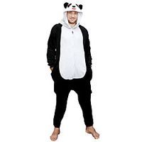 Men's Button Panda Polyester Loungewear Bodysuits Casual Funny Cartoon Hoodie Home XS Black  Long Sleeve Lightinthebox - thumbnail