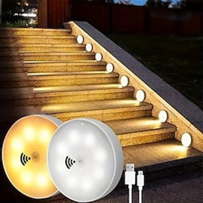 Outdoor Step Lights Motion Sensor Night Lights USB Rechargeable Outdoor Step Lights LED Night Lights For Corridors Cabinets Wardrobes Stairs Bedrooms Kitchens And Courtyards 13pcs Lightinthebox
