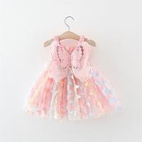 Toddler Baby Girls Dress 3D Butterfly Ruched Sleeveless Layered Cami Dress Summer Casual Clothes Princess Dress Lightinthebox