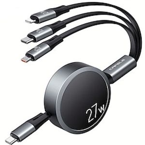 CAFELE USB C Multi-charging Cable 27W Mobile Phone Fast Charging Retractable USB C Cable 3-in-1 Multi-mobile Phone Charger Cable Data Transfer With Type C/Micro USB/IP Suitable For Mobile Phone miniinthebox