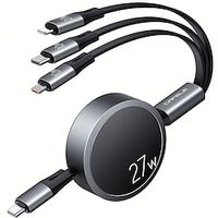 CAFELE USB C Multi-charging Cable 27W Mobile Phone Fast Charging Retractable USB C Cable 3-in-1 Multi-mobile Phone Charger Cable Data Transfer With Type C/Micro USB/IP Suitable For Mobile Phone miniinthebox - thumbnail