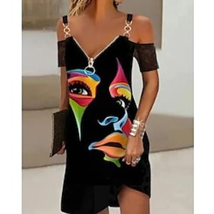 Women's Sheath Dress Short Mini Dress Black Short Sleeve Print Print Spring Summer V Neck Fashion Modern 2022 S M L XL XXL 3XL Lightinthebox