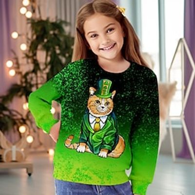 St. Patrick Girls' 3D Cat Sweatshirt Pullover Long Sleeve 3D Print Spring Fall Fashion Streetwear Adorable Polyester Kids 3-12 Years Crew Neck Outdoor Casual Daily Regular Fit Lightinthebox St. Patrick Girls' 3D Cat Sweatshirt Pullover Long Sleeve 3D Print Spring Fall Fashion Streetwear Adorable Polyester Kids 3-12 Years Crew Neck Outdoor Casual Daily Regular Fit Lightinthebox