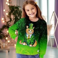 St. Patrick Girls' 3D Cat Sweatshirt Pullover Long Sleeve 3D Print Spring Fall Fashion Streetwear Adorable Polyester Kids 3-12 Years Crew Neck Outdoor Casual Daily Regular Fit Lightinthebox - thumbnail