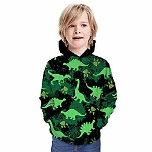 Kids Boys' Hoodie  Sweatshirt Long Sleeve Dinosaur 3D Print Animal Unisex Green Children Tops Summer Active Daily Wear Regular Fit 3-13 Years miniinthebox