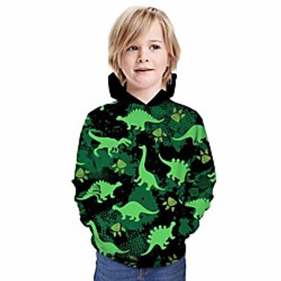 Kids Boys' Hoodie  Sweatshirt Long Sleeve Dinosaur 3D Print Animal Unisex Green Children Tops Summer Active Daily Wear Regular Fit 3-13 Years miniinthebox