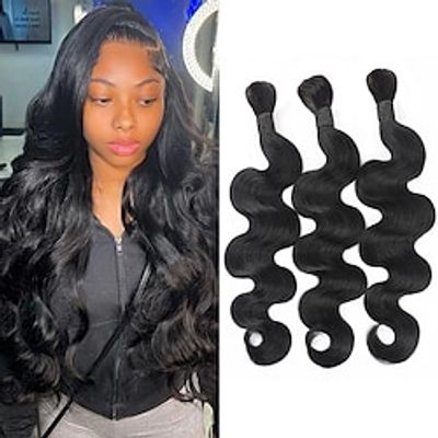 Body Wave Bulk Human Hair For Braiding Brazilian Natural Shades Hair Extensions No Weft Remy Human Hair Weaving 1Pc 10-28 Inch Lightinthebox