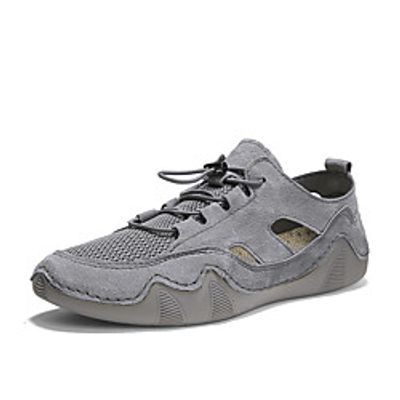 Men's Sandals Crochet Leather Shoes Sporty Casual Beach Daily Outdoor Walking Shoes Trail Running Shoes Nappa Leather Cowhide Breathable Handmade Non-slipping Booties / Ankle Boots White Black Beige miniinthebox