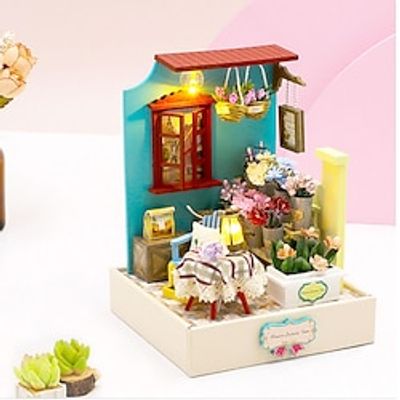 DIY Cabin Crafts With Lights Miniature Architectural Model Wooden Puzzle Handmade Doll House Small Figures DIY Set No dust cover Lightinthebox