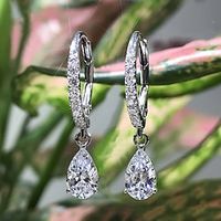 Women's Zircon Hoop Earrings Fine Jewelry Pear Cut Precious Elegant Stylish Earrings Jewelry 1#  2#  3# For Gift Festival 1 Pair Lightinthebox - thumbnail
