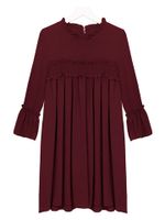 Pleated Solid Color Women Dresses