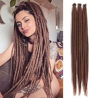 24inch 20 Strands Thin 0.6cm Brown Dreadlock Extensions Reggae Hip-Hop Synthetic Hair Crochet Braiding Hair Super Long Dread Extensions Reggae Style For Women #30 miniinthebox