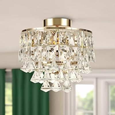 Modern Gold Crystal Chandeliers, Mini Flush Mount Ceiling Light Fixture, Close to Ceiling for Hallway, Bedroom, Bathroom, Closet, Kitchen, Foyer 110-240V Lightinthebox