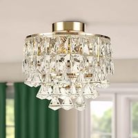 Modern Gold Crystal Chandeliers, Mini Flush Mount Ceiling Light Fixture, Close to Ceiling for Hallway, Bedroom, Bathroom, Closet, Kitchen, Foyer 110-240V Lightinthebox - thumbnail