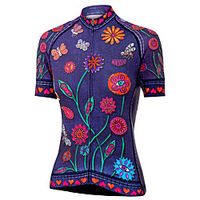 21Grams Women's Short Sleeve Cycling Jersey Summer Spandex Polyester Violet Floral Botanical Bird Bike Top Mountain Bike MTB Road Bike Cycling Breathable Reflective Strips Back Pocket Sports Clothing Lightinthebox - thumbnail
