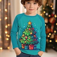 Christmas Boys 3D Christmas Tree Raglan Sleeve Shirt Long Sleeve 3D Print Fall Winter Sports Fashion Streetwear Polyester Kids 3-12 Years Crew Neck Outdoor Casual Daily Regular Fit Lightinthebox - thumbnail