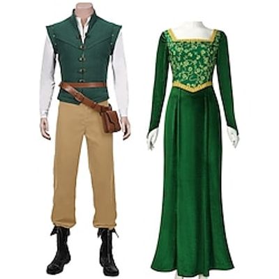 Shrek Princess Prince Cosplay Costume Outfits Men's Women's Movie Cosplay Party Cosplay Green Vest Shirt Dress Halloween Carnival Masquerade Polyester Lightinthebox