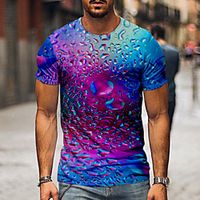 Men's T shirt 3D Print Graphic Beer Print Short Sleeve Daily Wear Tops Streetwear Exaggerated Rainbow miniinthebox - thumbnail