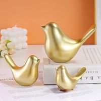 Creative Golden Ceramic Bird Ornaments Modern Minimalist Living Room Home Table Decorations Fancy Ornament miniinthebox