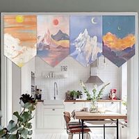 Nordic Kitchen Restaurant Short Door Covers Hanging Curtains Triangular Flag Curtains Short Curtains Half Curtains Home Living Room Decorative Curtains Partition Curtains miniinthebox