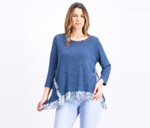 Womens Contrasting-Ruffle Top Pullover  Hidden Gem