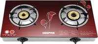 Geepas Tempered Glass Double Burner Gas Cooker, Red - GK5602