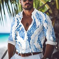 Carefree Interlude X Joshua Jo Men's Scales Water Ripples Printed Vacation Long Sleeve Shirts Lightinthebox