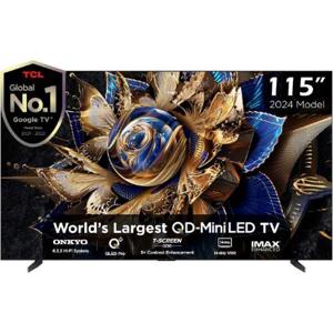 TCL 115 Inch TV, 4K QD-Mini LED Google TV, 20000 Local Dimming Zones, HDR 5000 Nits 144Hz VRR+240Hz DLG, Dolby Vision IQ, Quantum Dot Pro, AIPQ 3.0 Engine, Wifi TV, X955Max - 2024 Model