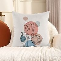 1PC Rose Floral Double Side Pillow Cover Soft Decorative Square Cushion Case Pillowcase for Bedroom Livingroom Sofa Couch Chair miniinthebox