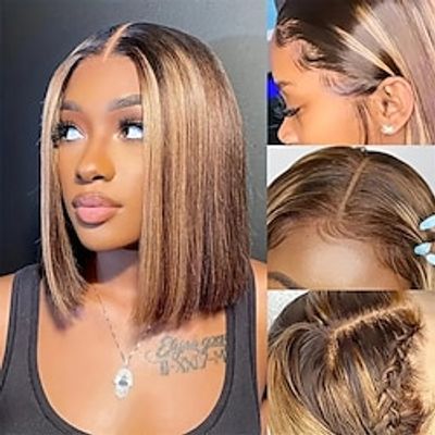 Blonde Highlight P427 Bob Wig Human Hair Brazilian Colored Ombre 13x4 Lace Wig Short Bob Human Hair Wig For Women Lightinthebox