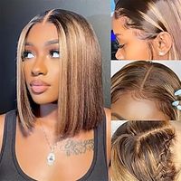 Blonde Highlight P427 Bob Wig Human Hair Brazilian Colored Ombre 13x4 Lace Wig Short Bob Human Hair Wig For Women Lightinthebox - thumbnail