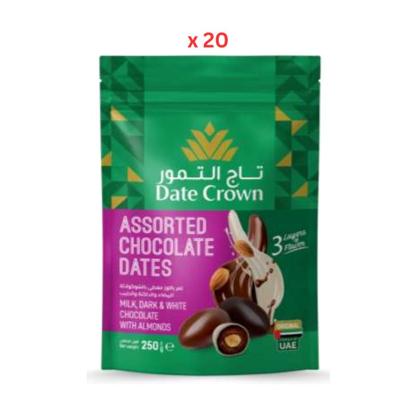 Date Crown Assorted Chocolate Dates With Almond 20X250G