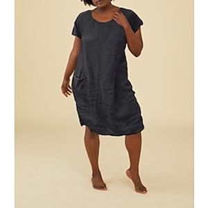 Women's Plus Size Holiday Dress Solid Color Crew Neck Short Sleeve Spring Summer Casual Knee Length Dress Daily Dress Lightinthebox