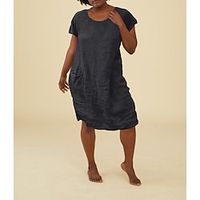 Women's Plus Size Holiday Dress Solid Color Crew Neck Short Sleeve Spring Summer Casual Knee Length Dress Daily Dress Lightinthebox - thumbnail