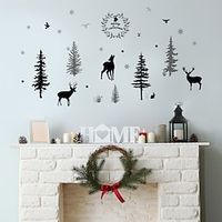 Christmas Tree Elk Christmas Festive Atmosphere Cartoon Wall Stickers Can Be Removed Living Room Bedroom Children's Room Home Decoration Background Wall Stickers miniinthebox - thumbnail