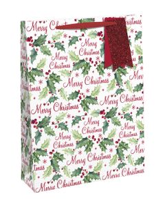 Homesmiths Christmas Holly Script Bottle Bag