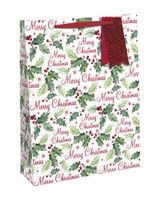 Homesmiths Christmas Holly Script Bottle Bag